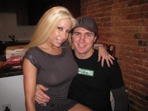Life is tough when you are losing, or is it? Mike Richards enjoying the company of a porn star.