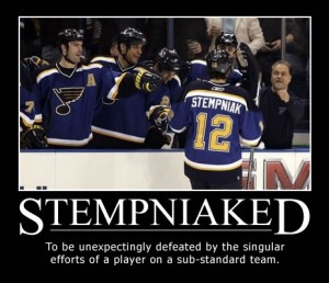 stempniaked This may have been the case for the St. Louis Blues and the Toronto Maple Leafs, but the Phoenix Coyotes are far from a sub-standard team. Expect big numbers from Lee Stempniak in this upcoming season.