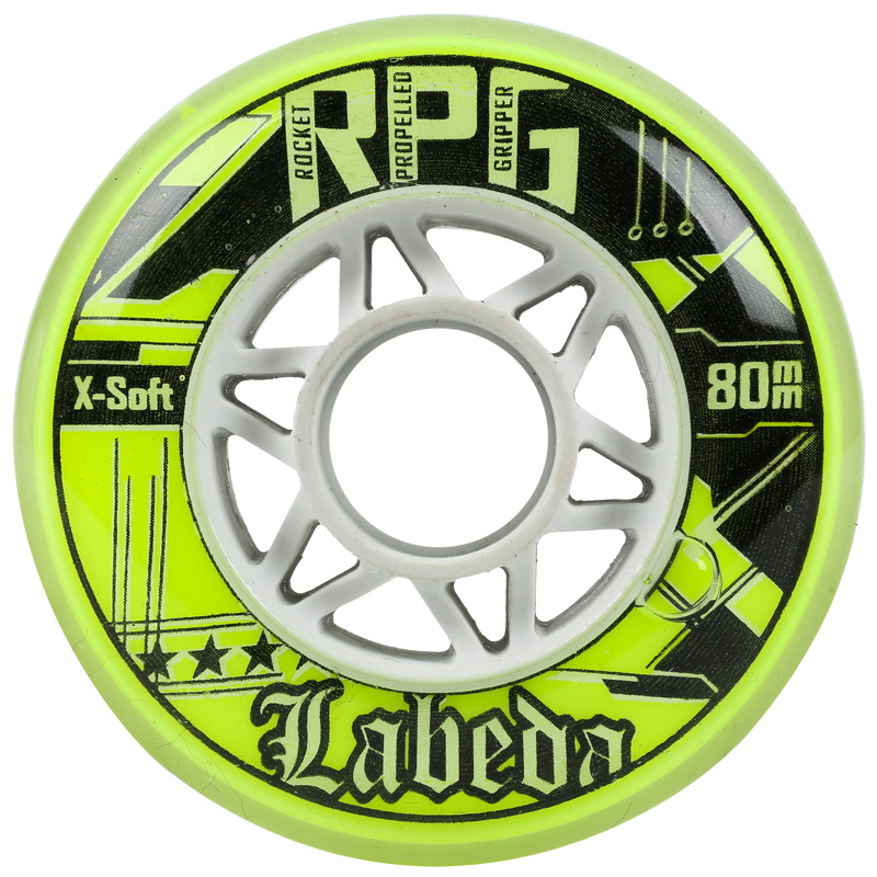 Labeda Addiction Wheels XXX Grip Yellow/White 72mm Roller Hockey 4-Pack 